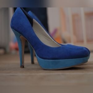 Dune London Blue Suede Platform High Heels Women’s Pumps Size 8